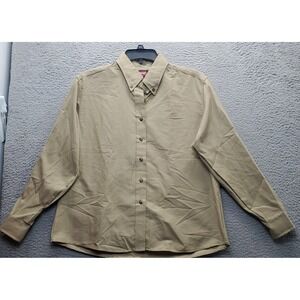 Red Kap 1923 Workwear Shirt Women Size 18 Brown Long Sleeve Collared Button Down